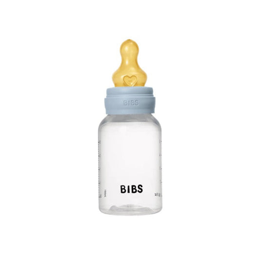 Bibs BPA Free Bottle 150ml Slow Flow - Latex Teat - Baby Blue