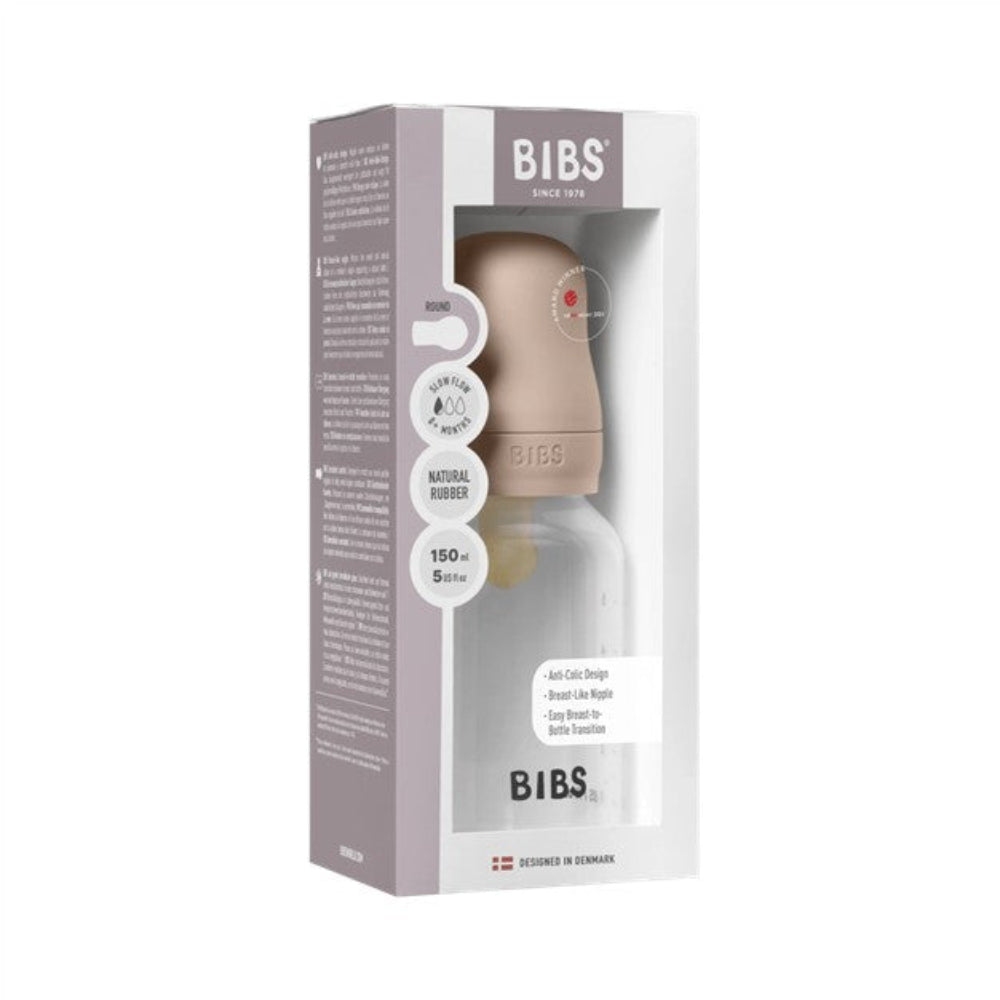 Bibs BPA Free Bottle 150ml Slow Flow - Latex Teat - Blush