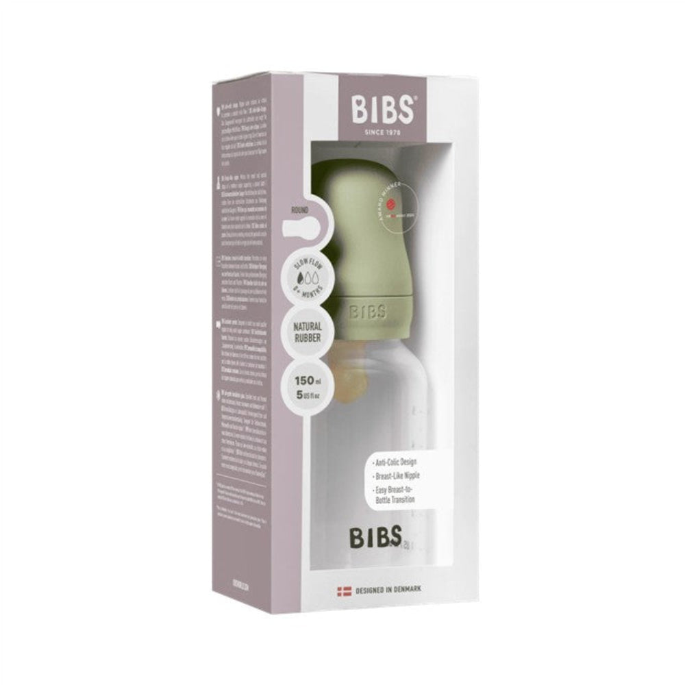 Bibs BPA Free Bottle 150ml Slow Flow - Latex Teat - Sage