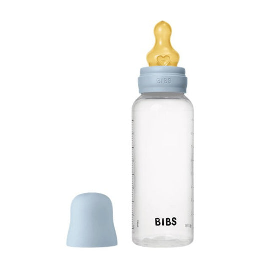 Bibs BPA Free Bottle 270ml Medium Flow - Latex Teat - Baby Blue