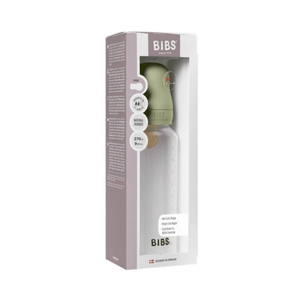 Bibs BPA Free Bottle 270ml Medium Flow - Latex Teat - Sage