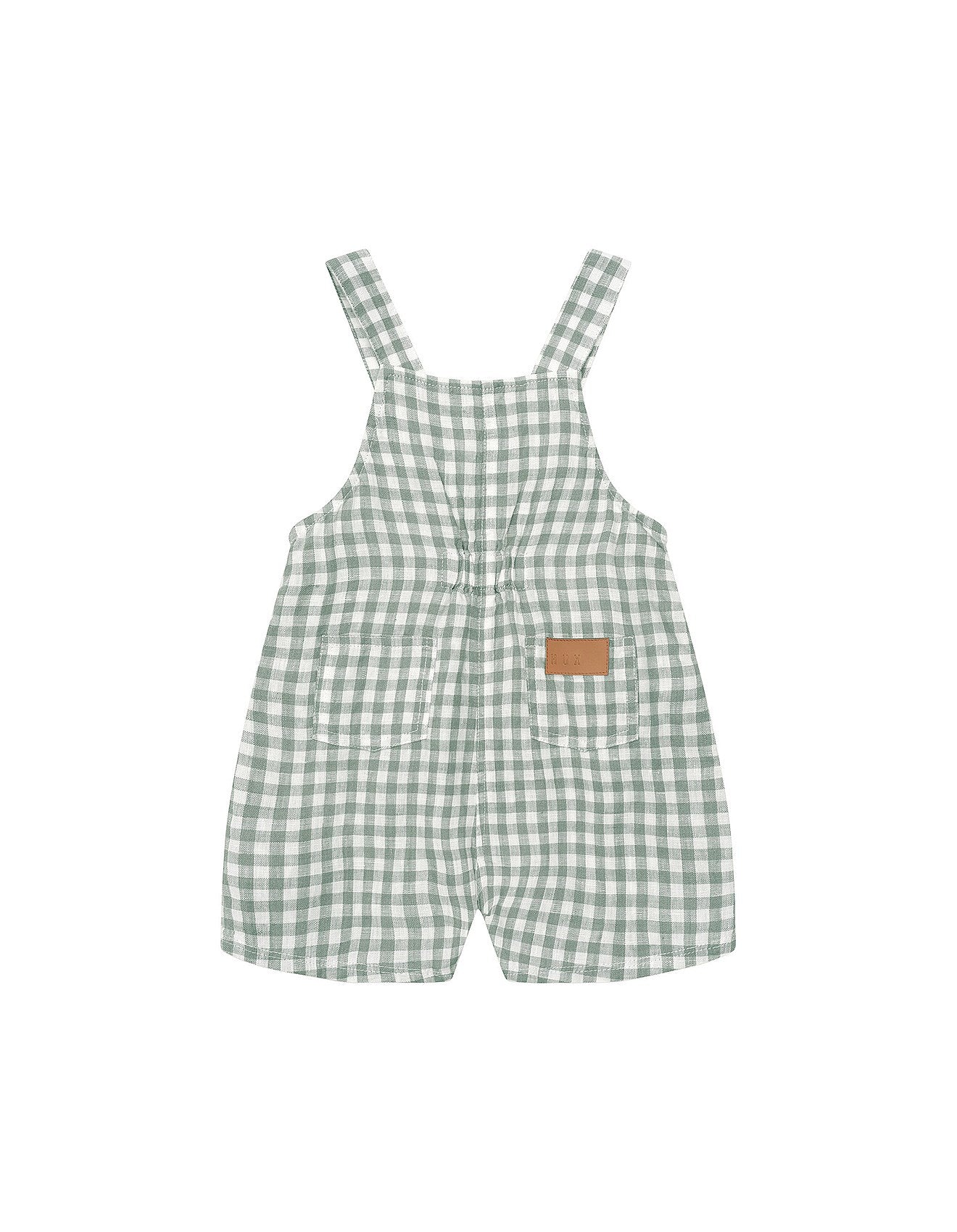 Huxbaby Huxbear Check Short Overall - Sage/Almond Milk