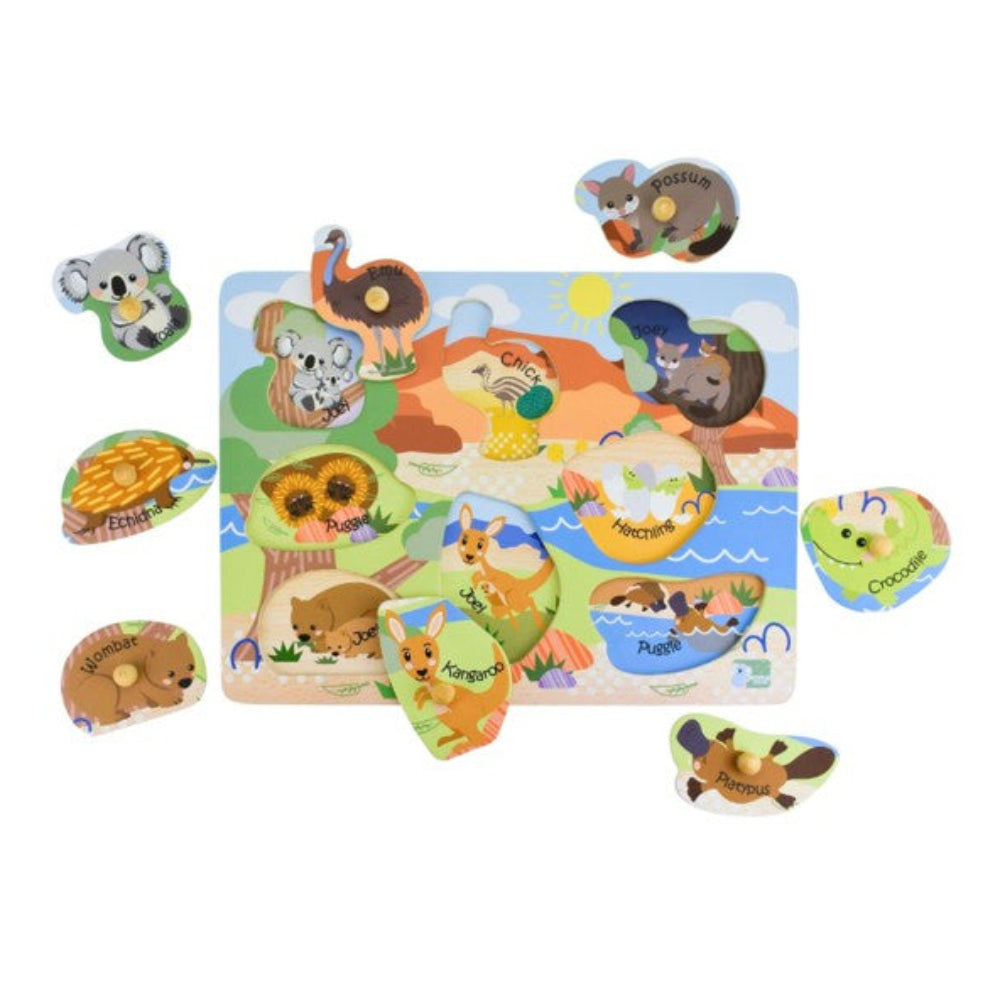 Koala Dream 2 in 1 Aussie Animals Wooden Peg Puzzle