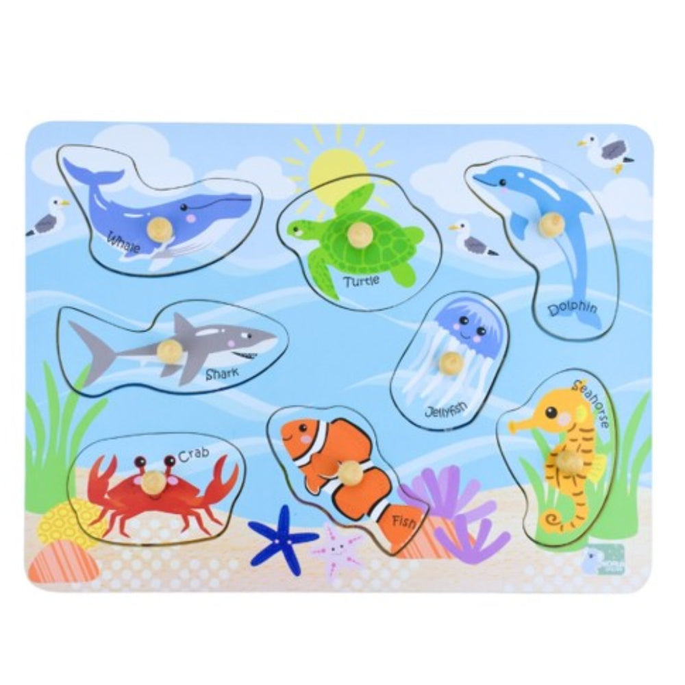 Koala Dream 2 in 1 Sea Animals Wooden Peg Puzzle
