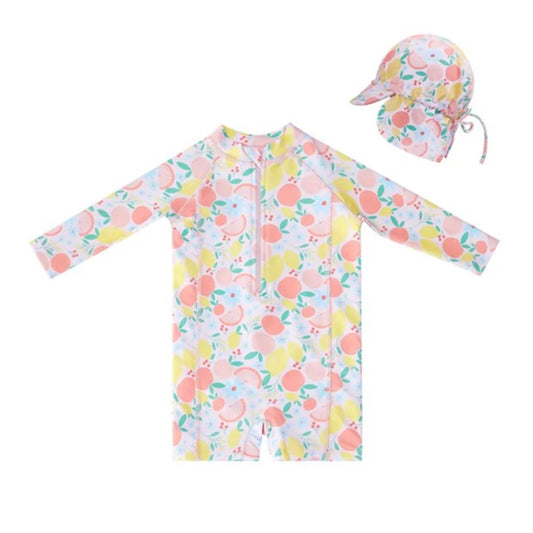 Big Softies Long Sleeve One piece Rashie & Hat - Fruits