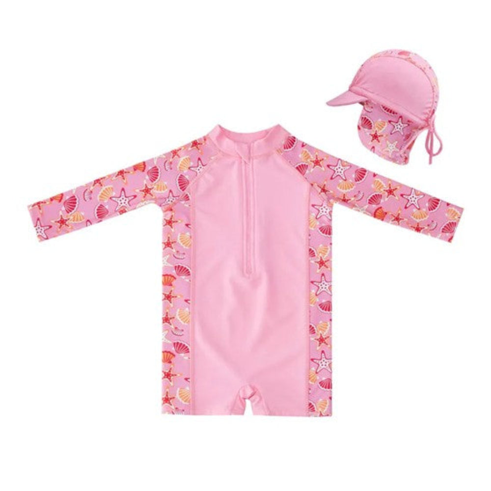 Big Softies Long Sleeve One piece Rashie & Hat - Starfish