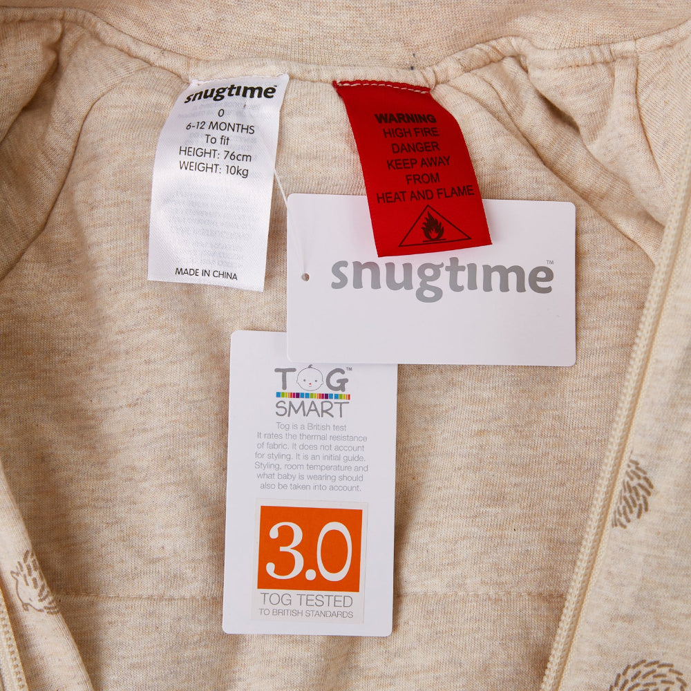 Snugtime Long Sleeve Padded Sleeping Bag - 3.0 Tog - Hedgehog