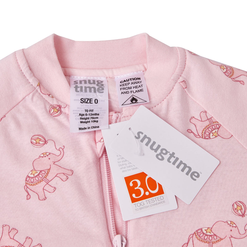 Snugtime Long Sleeve Padded Blanket Sleeper - 3.0 Tog - Elephant