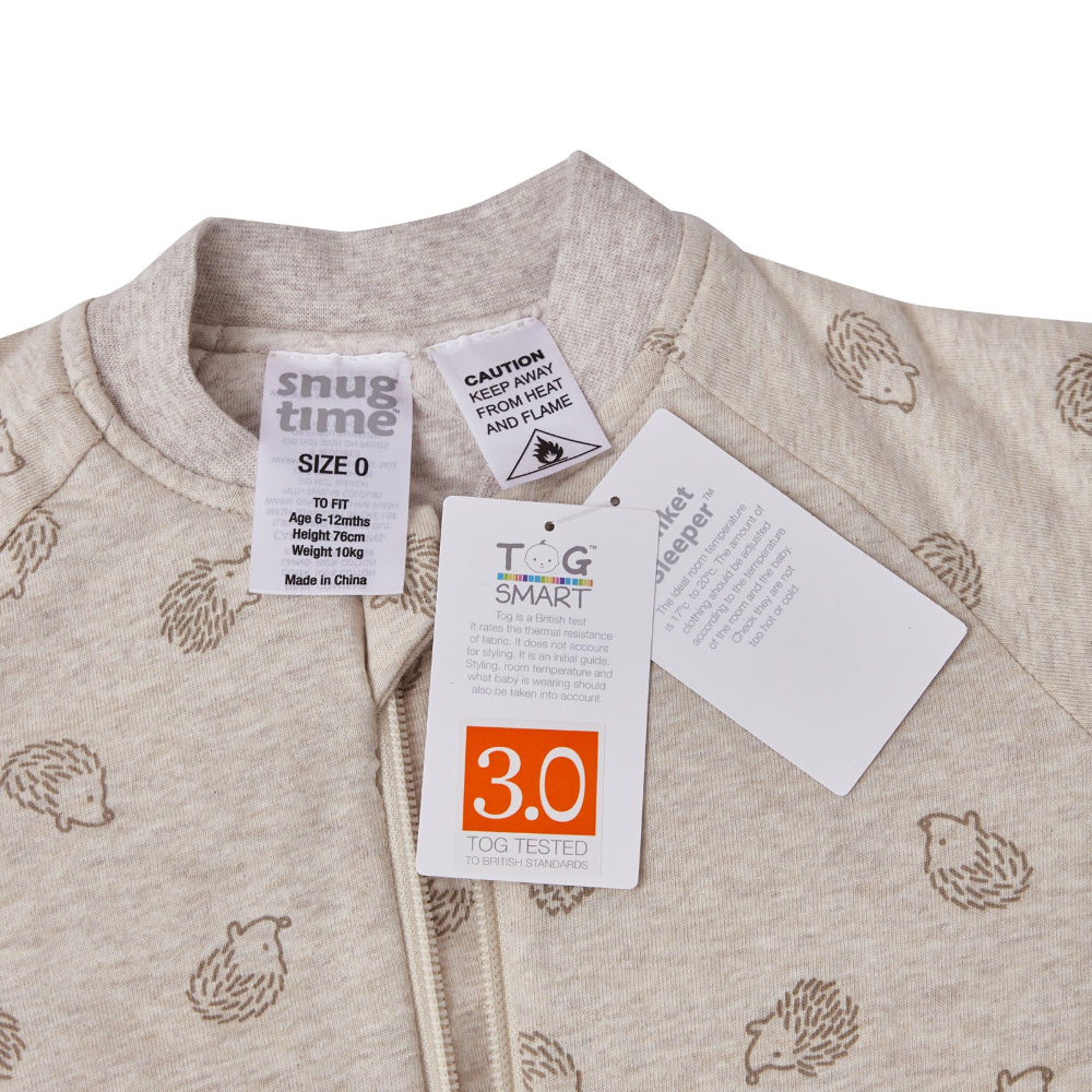 Snugtime Long Sleeve Padded Blanket Sleeper - 3.0 Tog - Hedgehog