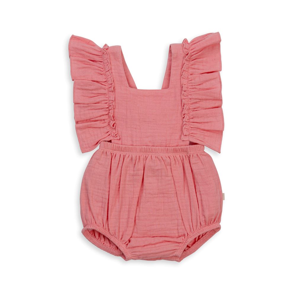 Tiny Twig Ruffle Romper - Berry Ice