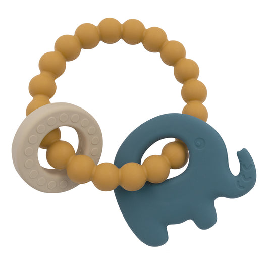 Playground Silicone Elephant Teether - Steel Blue
