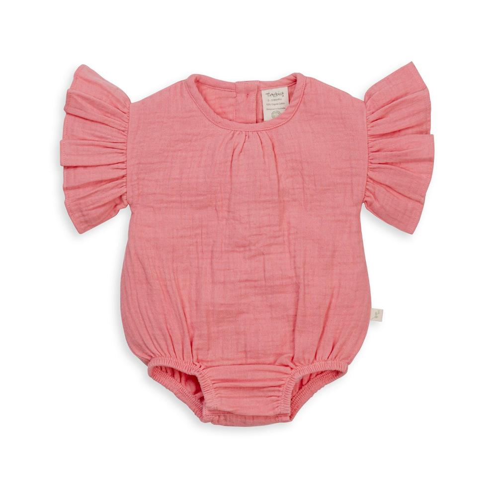 Tiny Twig Bodysuit Frill Sleeve - Berry Ice