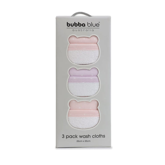 Bubba Blue Confetti Wash Cloths Pink/Lilac 3 pk