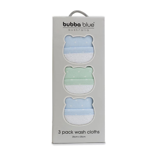 Bubba Blue Confetti Wash Cloths Blue/Sage 3 pk