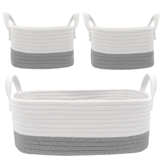 Living Textiles 3 pce Rope Storage Set - Grey/White