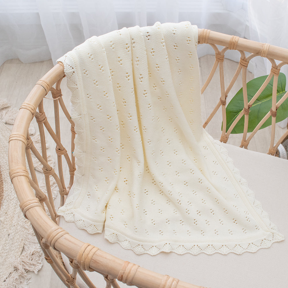 Living Textiles Bamboo Heirloom Blanket Natural 75 x 85cm babygoodswarehouse