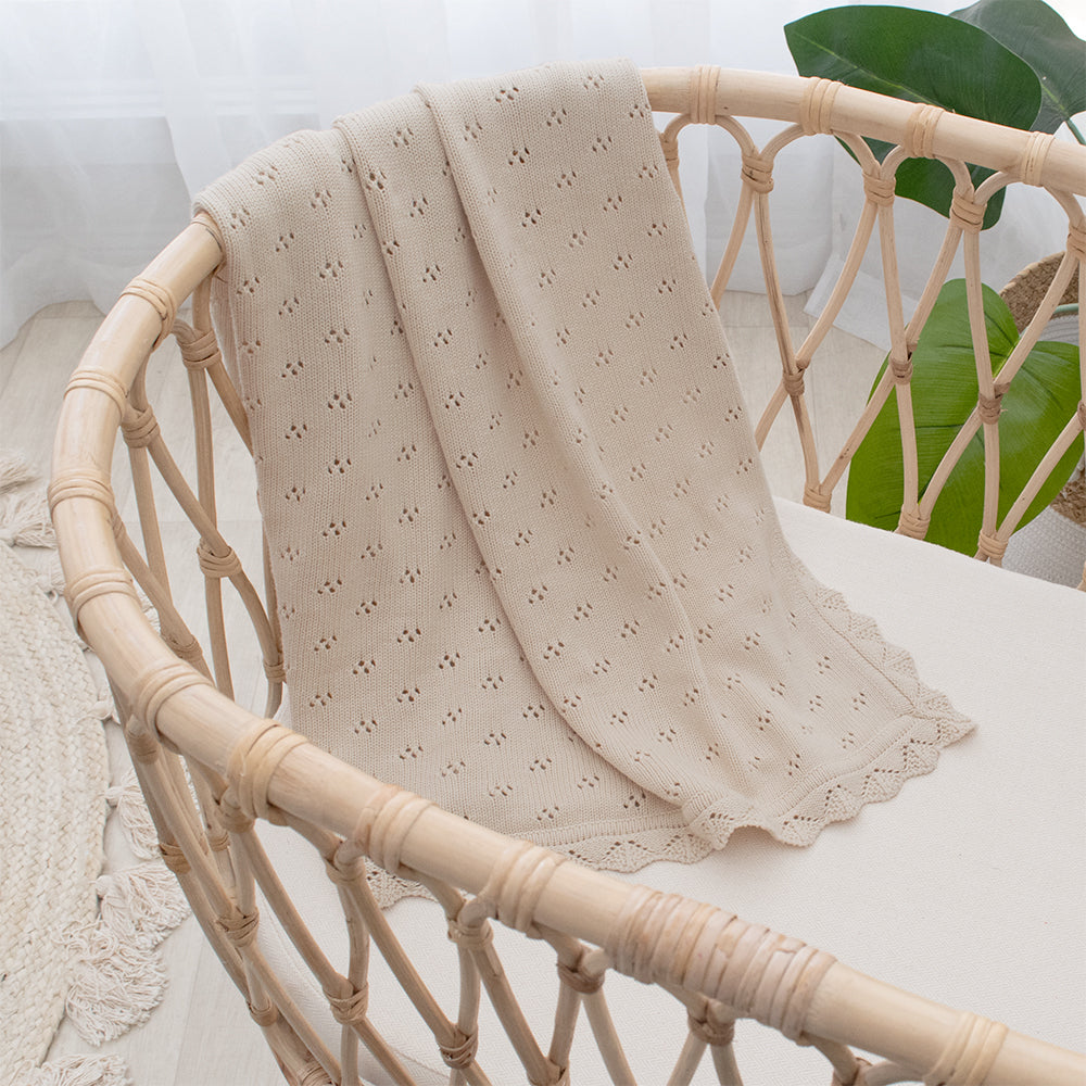Living Textiles Bamboo Heirloom Blanket - Sand - 75 x 85cm