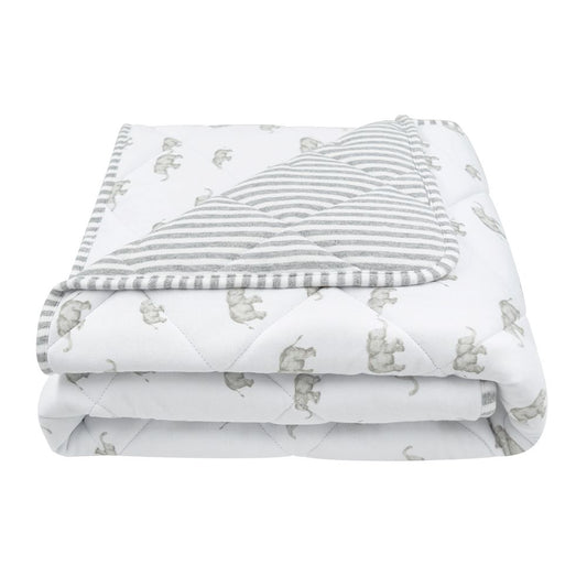Living Textiles Reversible Jersey Cot Comforter - Watercolour Elephant
