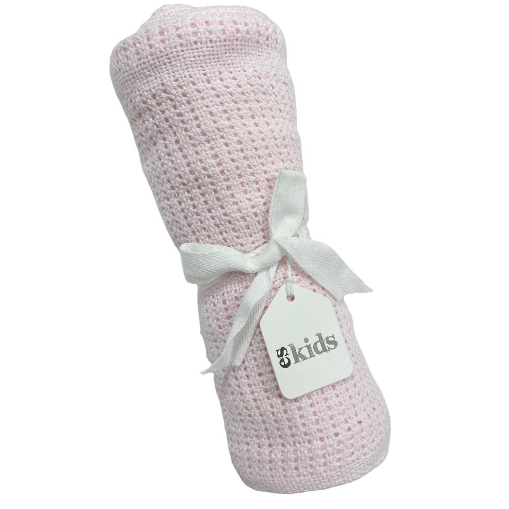 es kids Crochet Cotton Baby Blanket Pink