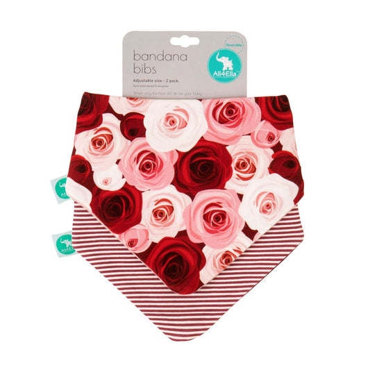 All4Ella Reversible Bandana Bibs - 2 pk - Bunch of Roses