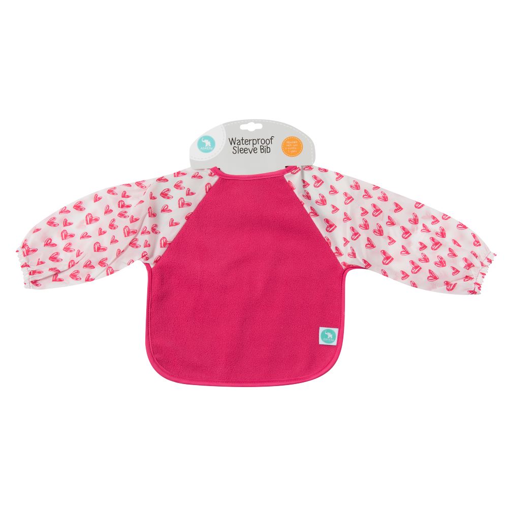 All4Ella Long Sleeve Bib - Hearts Pink