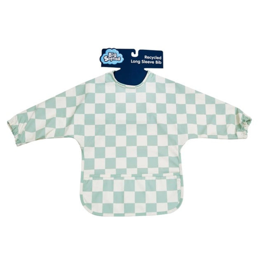 Big Softies Recylced Long Sleeve Bib - Sage Check