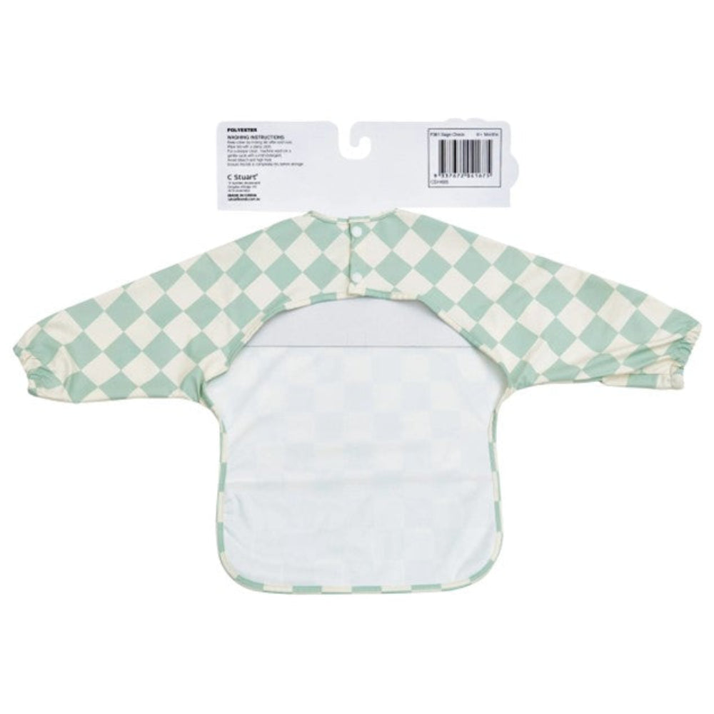 Big Softies Recylced Long Sleeve Bib - Sage Check