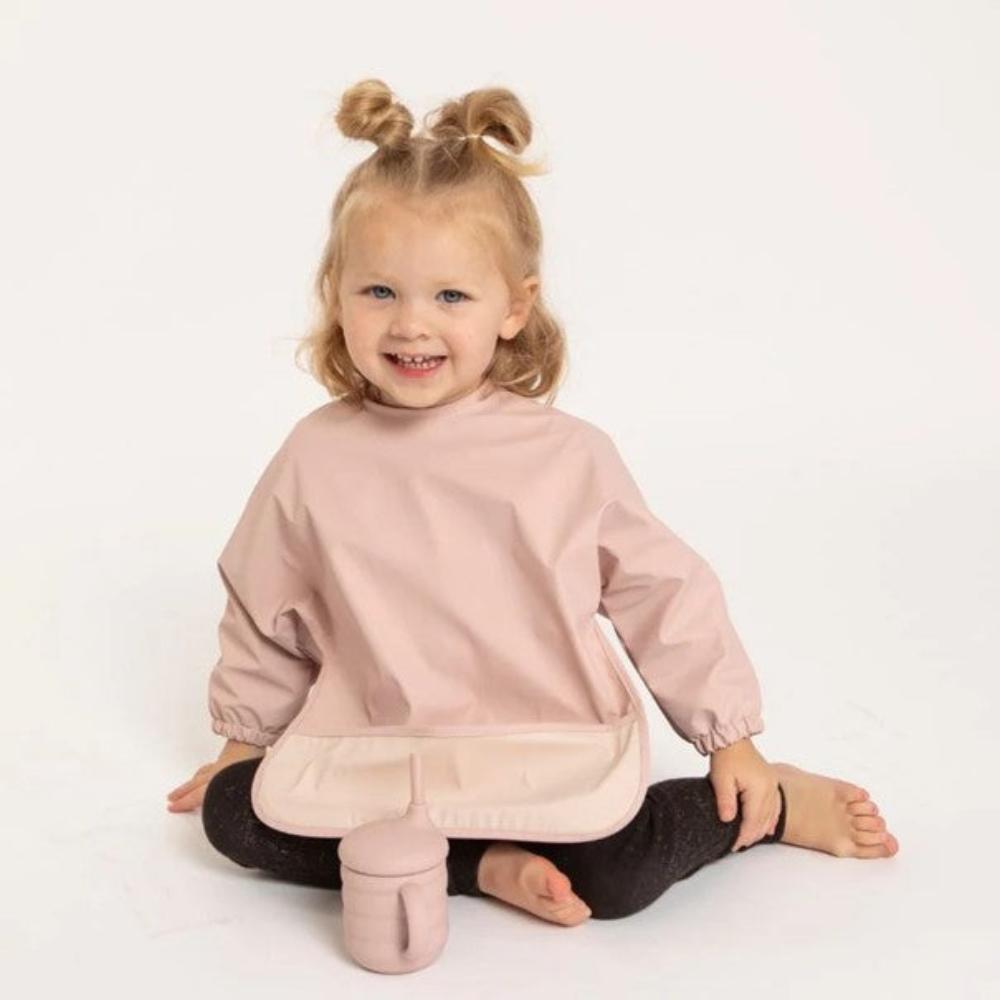 All4Ella Recycled Long Sleeve Bib - Two Tone Pink