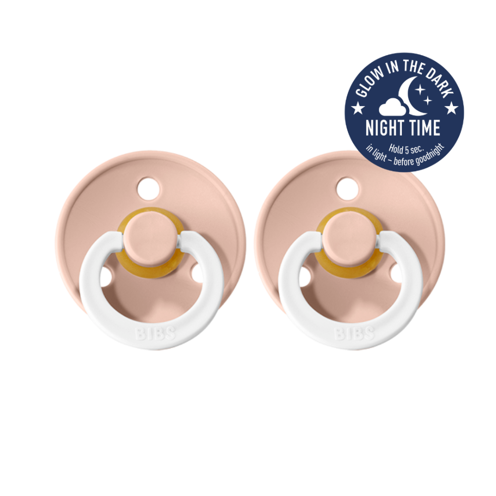 Bibs Soothers Night Glow 2 pk - Blush