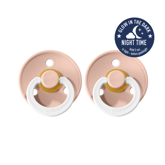 Bibs Soothers Night Glow 2 pk - Blush