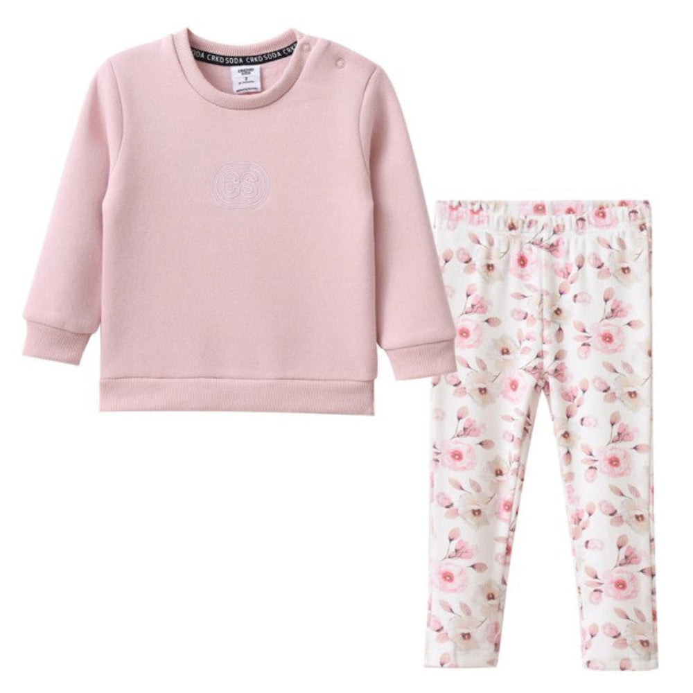 Cracked Soda Blossom Crew and Pant Set - Grape