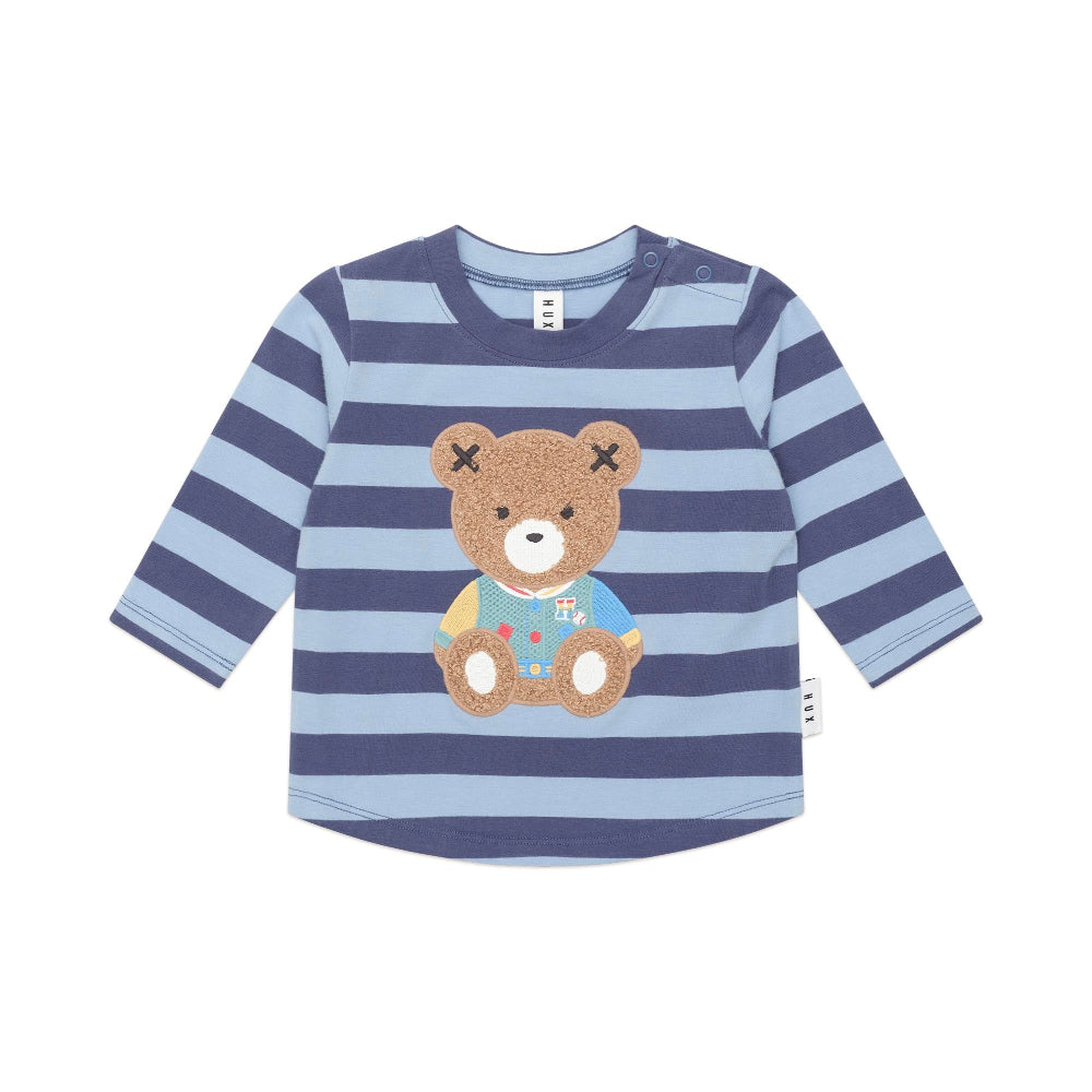 Huxbaby Furry Hux Blue Stripe Bear Top