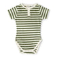 Snuggle Hunny Short Sleeve Organic Bodysuit - Olive Stripe