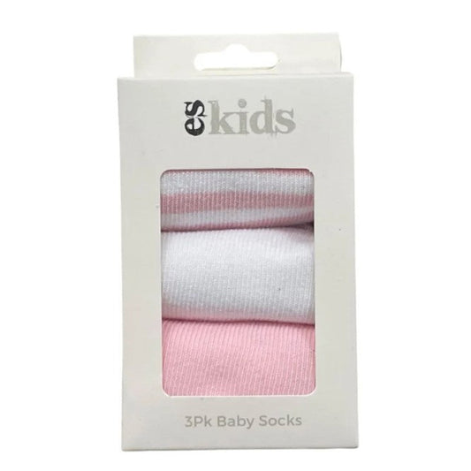 ES Kids Baby Socks Boxed 3 pk Pink Stripe