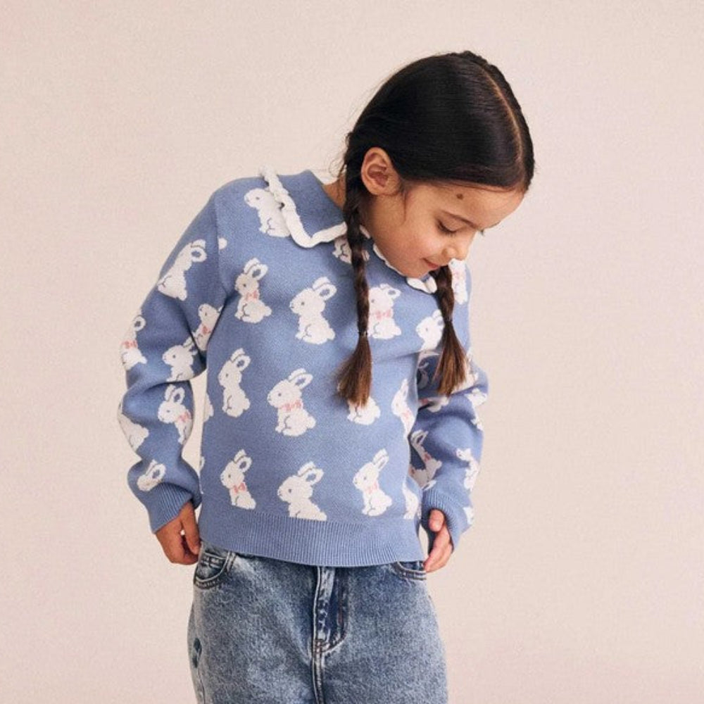Huxbaby Bunny Field Frill Collar Pullover