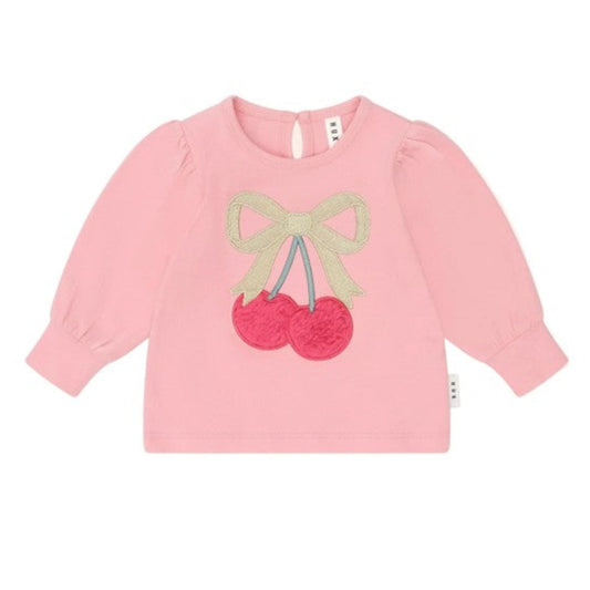 Huxbaby Cherry Bow Puff Sleeve Top