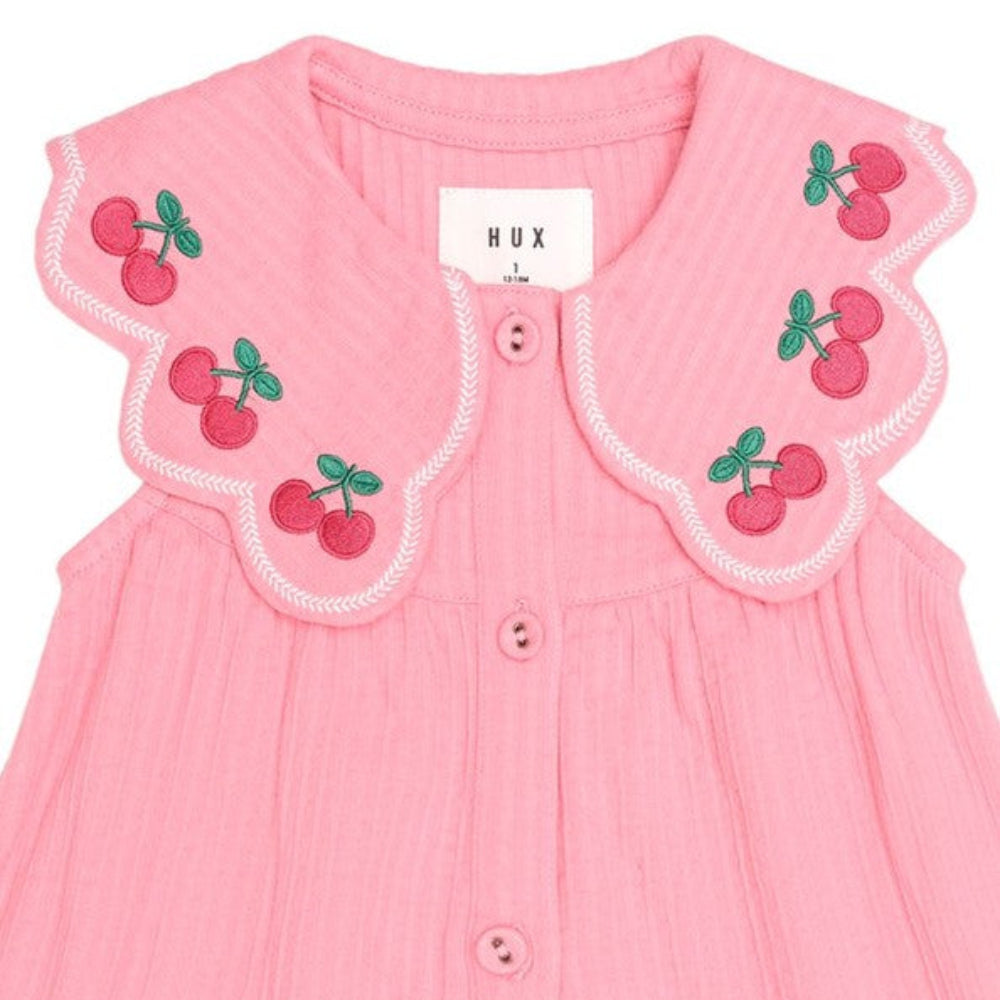 Huxbaby Cherry Emb Collar Dress