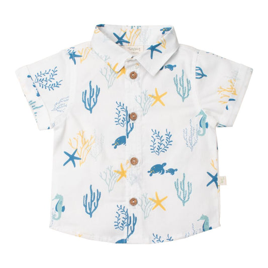 Tiny Twig Organic Cotton Cambric Shirt - Ocean