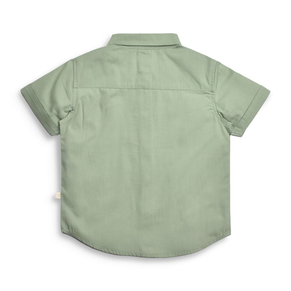 Tiny Twig Organic Cotton Cambric Shirt - Boys - Basil
