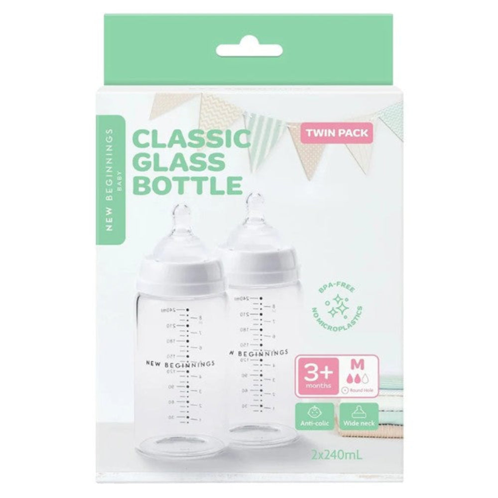 New Beginnings Classic Glass Bottle - 240 ml Twin Pack