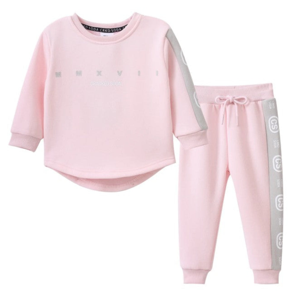 Cracked Soda Dolce Crew and Pant Set - Pink