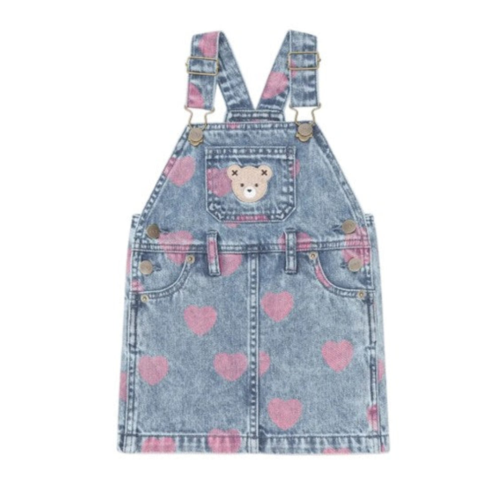Huxbaby Dreamy Denim Hearts Pinafore