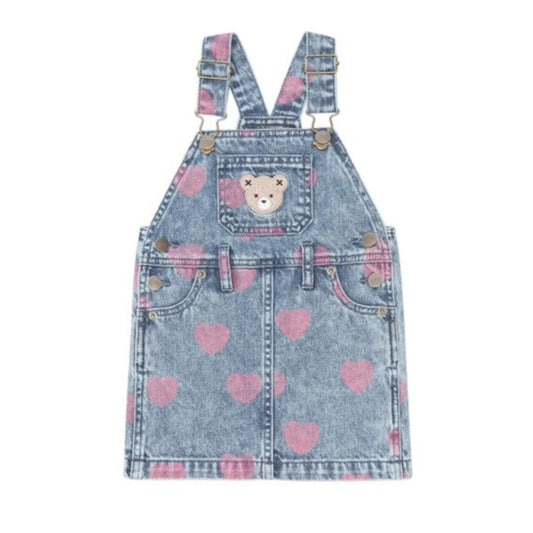 Huxbaby Dreamy Denim Hearts Pinafore
