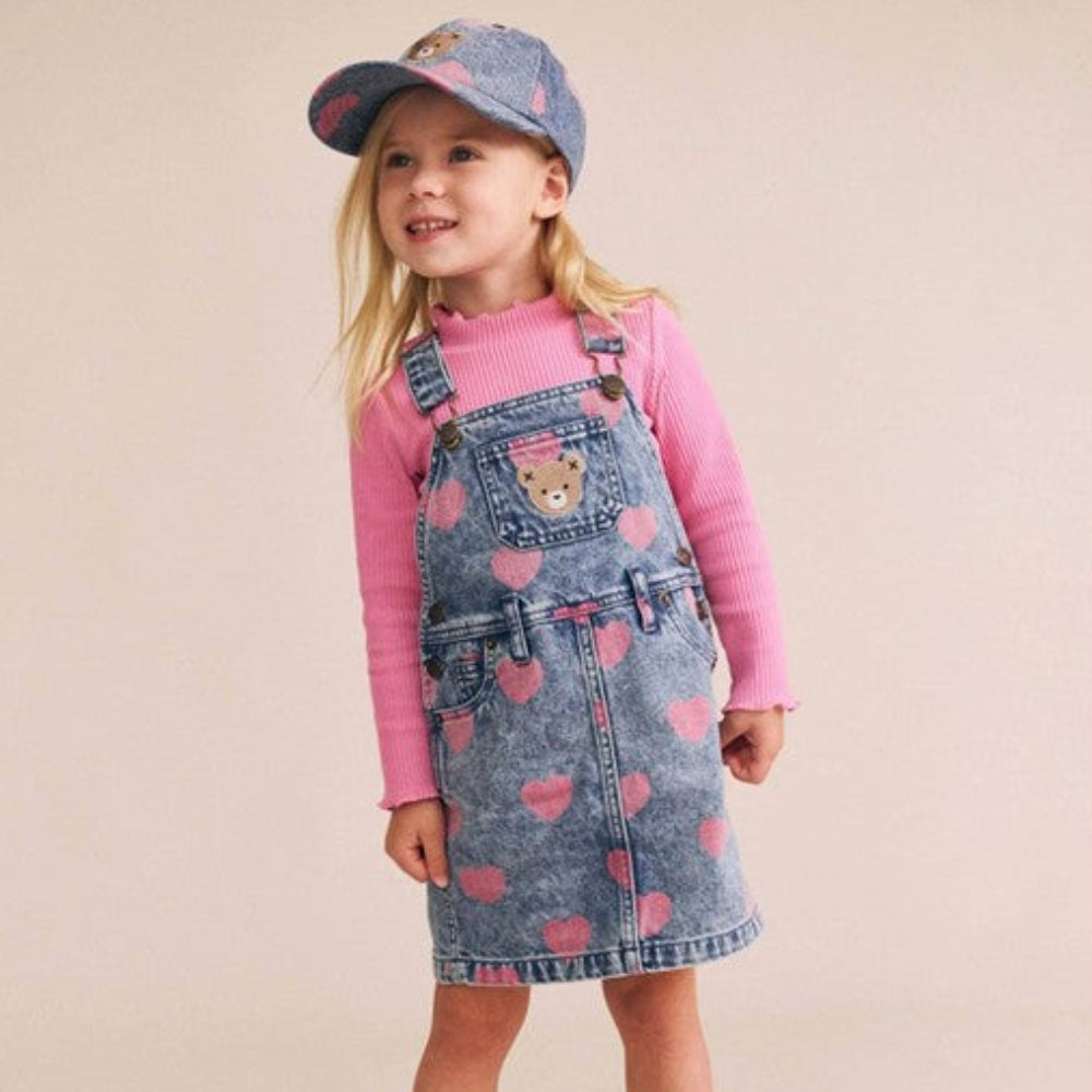 Huxbaby Dreamy Denim Hearts Pinafore