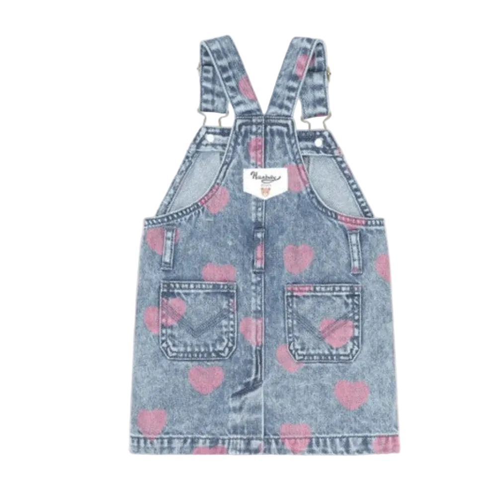 Huxbaby Dreamy Denim Hearts Pinafore