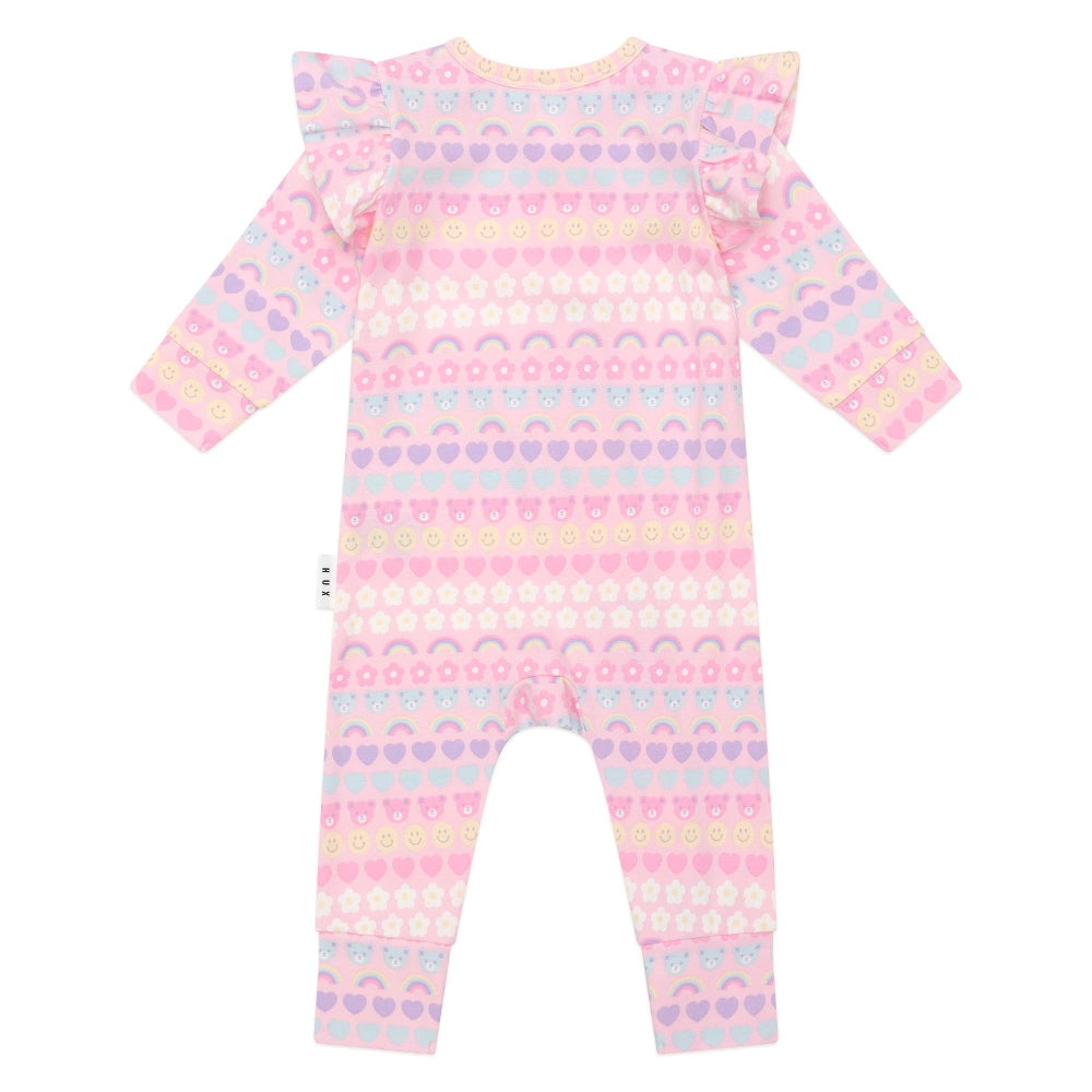 Huxbaby Emoji Rainbow Frill Romper
