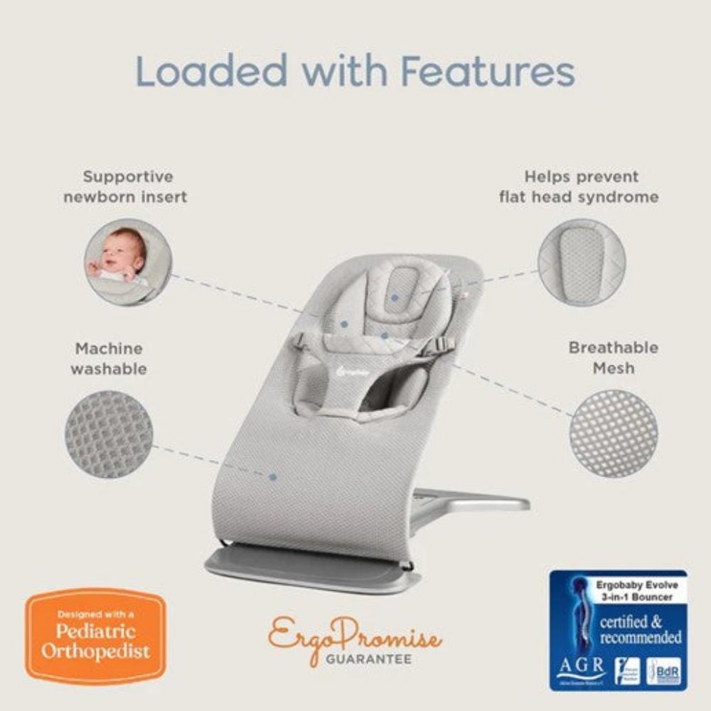 Ergobaby Evolve Bouncer - Mesh - Sage Green