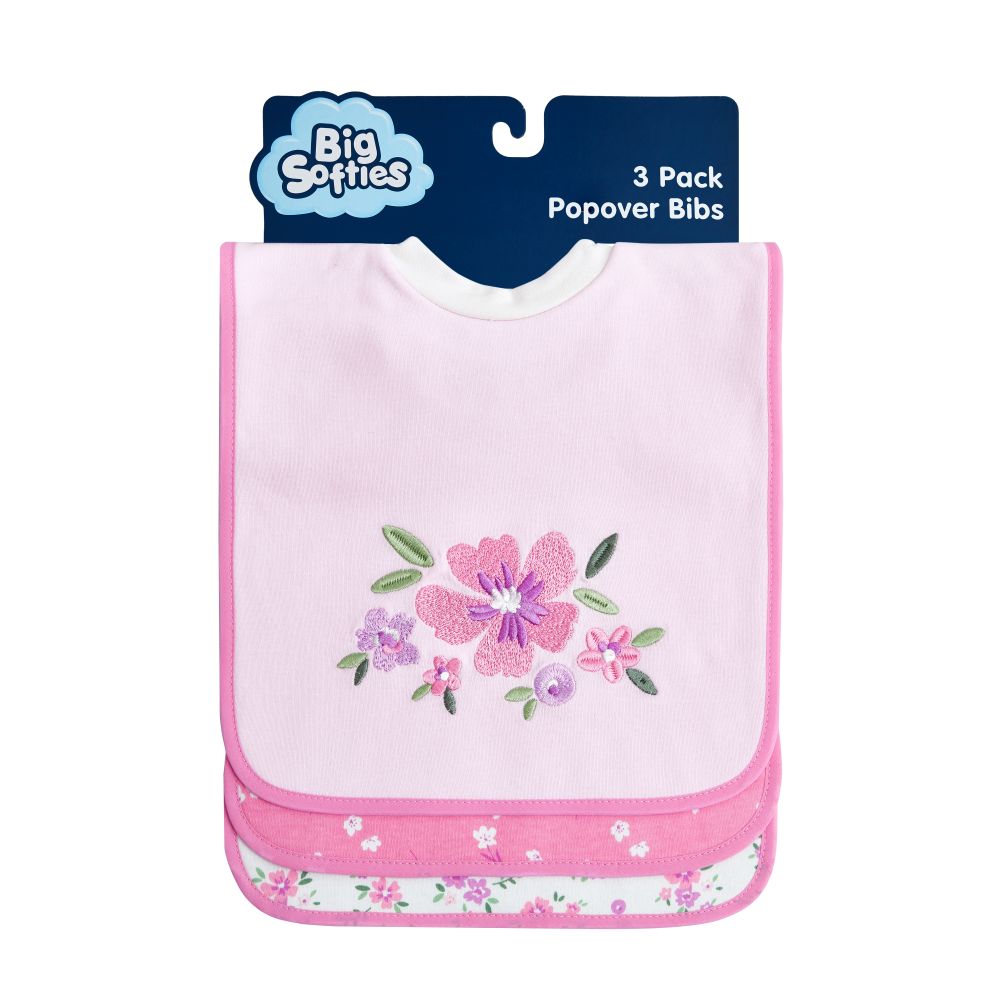 Big Softies Bib Popover 3 Pk - Floral