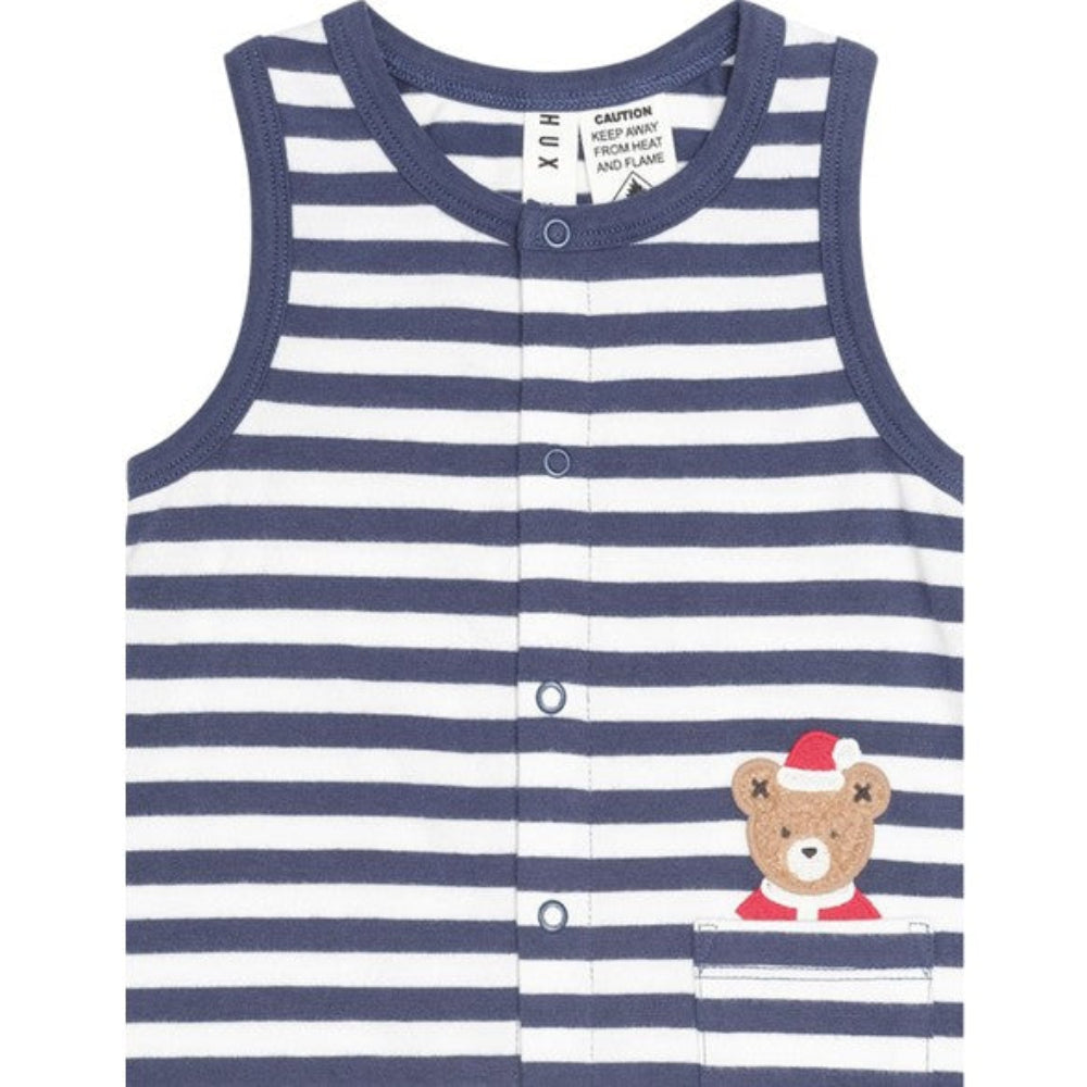 Huxbaby Stripe Father Christmas Sleeveless Romper