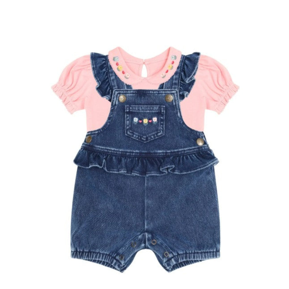 Huxbaby Floral 2Pc Denim Set - Vintage Pink/Denim